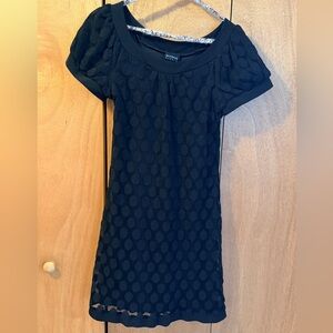 Enfocus Studio Black Textured Puff Sleeve Mini Dress